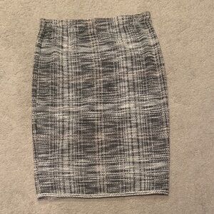 Classic Black and White Tweed Skirt